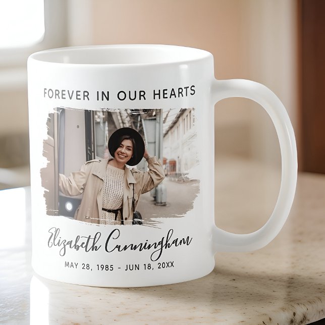 Mug Forever in our Hearts Photo Memorial personnalisé (Créateur téléchargé)