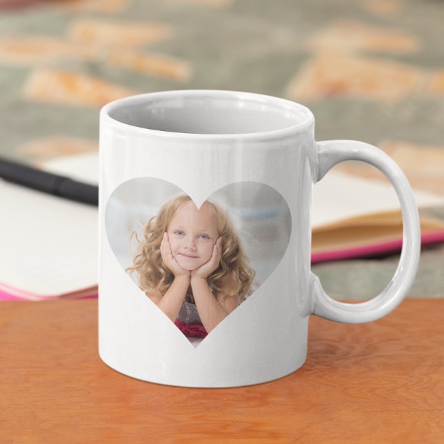Mug Forme cardiaque Photo personnalisée Modèle cadeau  (Créateur téléchargé)