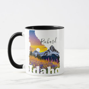 Mug Forme d'Idaho avec montagne et fleur sauvage