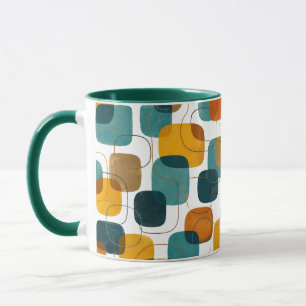 Mug Formes abstraites sarcelle et ocre de style modern