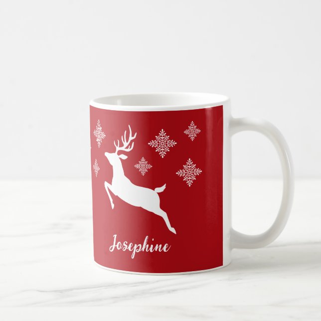 Mug Formes de cerfs blancs sur le rouge avec des floco (Droite)