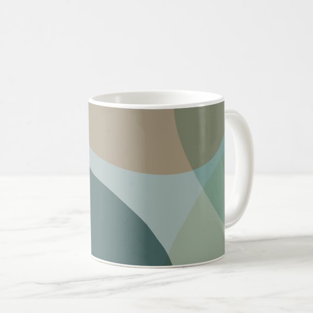 Mug Formes géométriques Abstraites Boho Bleu et Jaune (Devant droit)