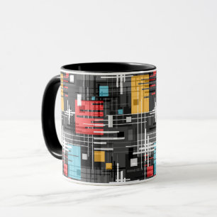 Mug Formes géométriques modernes abstraites rayées lin