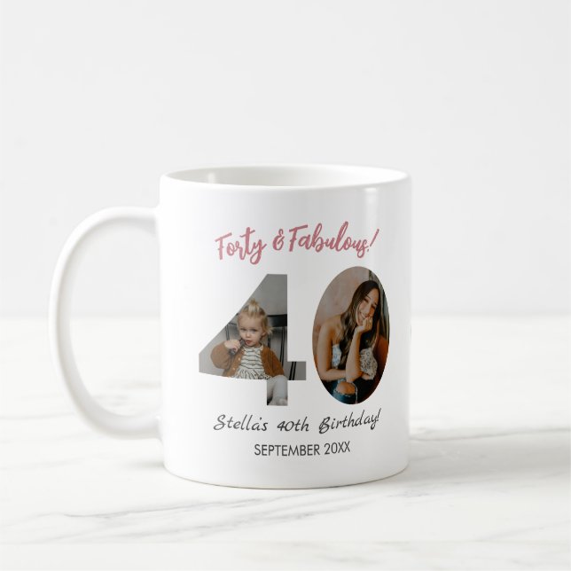 Mug Forty & Fabulous Custom Photo 40th Birthday  (Gauche)