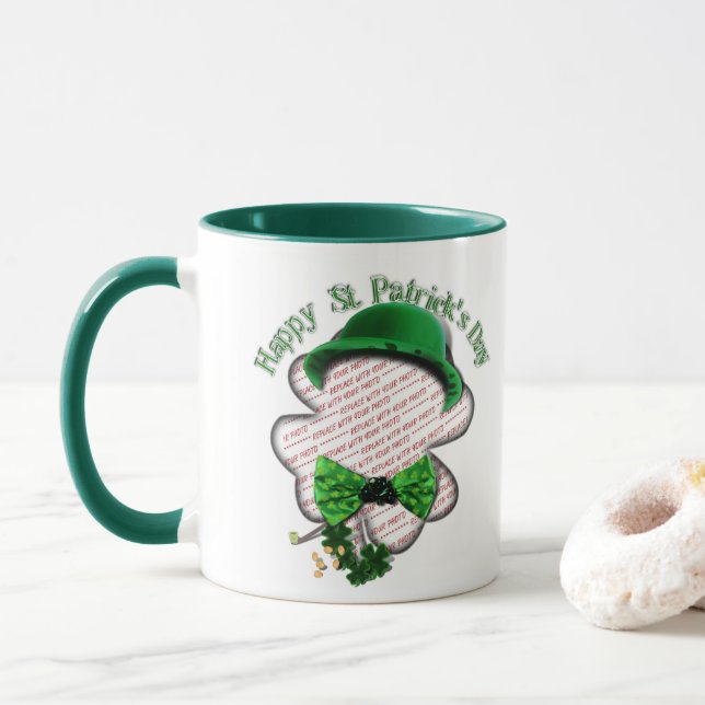 Mug Four Leaf Clover St Patrick's Day Photo (Avec donut)