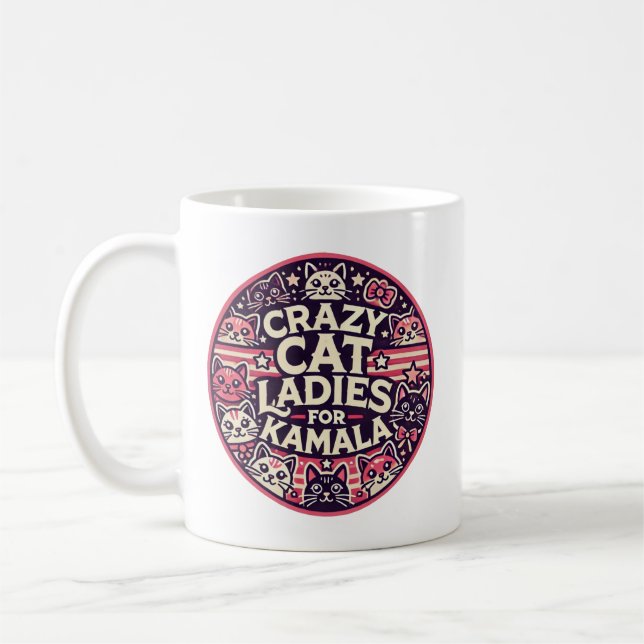 Mug Fous les dames de chat pour Kamala ! (Gauche)