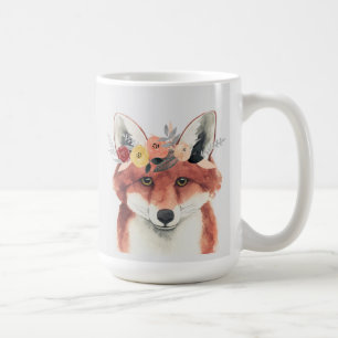 Mug Fox de forestier de couronne de fleur