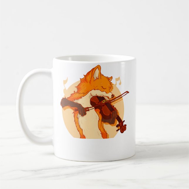 Mug Fox Playing Violin Violinist Music Lover (Gauche)