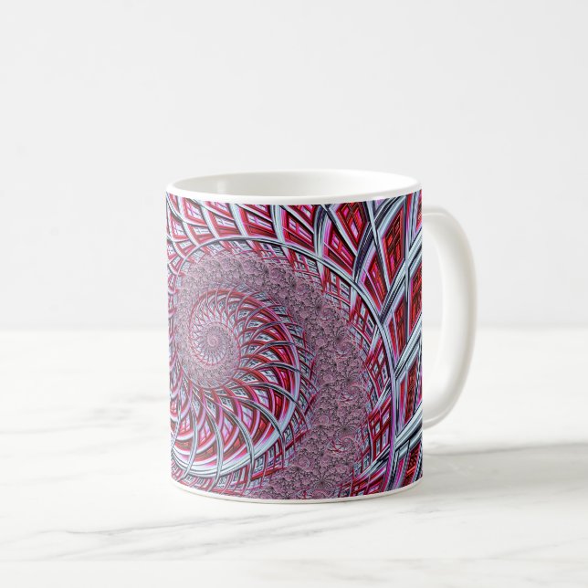 Mug Fractale Abstraite de la spirale rouge (Devant droit)