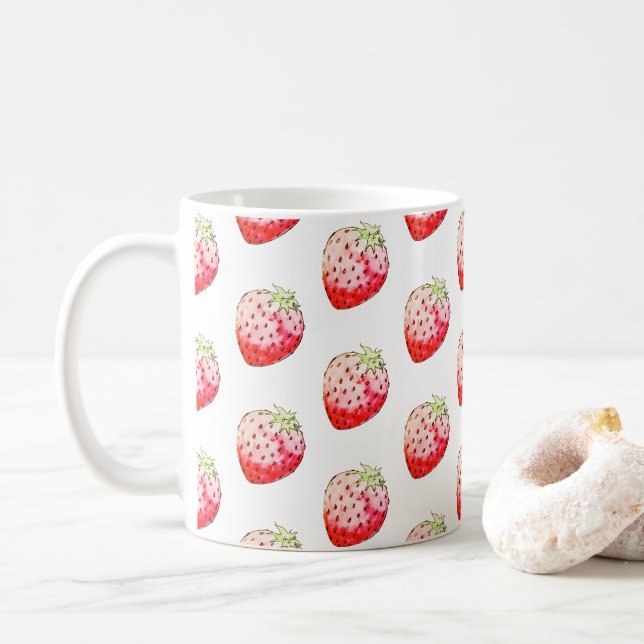 Mug fraise d'aquarelle (Avec donut)