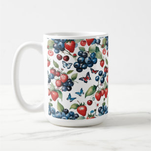 Mug Fraises aux bleuets et papillons