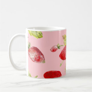 Mug Fraises d'aquarelle, motif transparent et fruité.