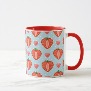 Mug Fraises de coeur avec le pois et les coeurs