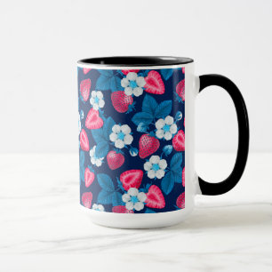 Mug Fraises roses sur bleu