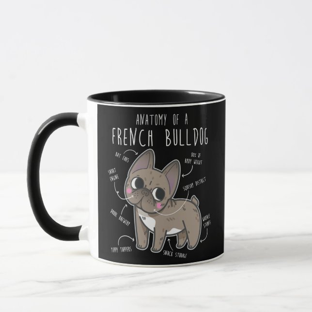 Mug Français Bulldog Anatomie mignonne drôle Animal Fr (Gauche)