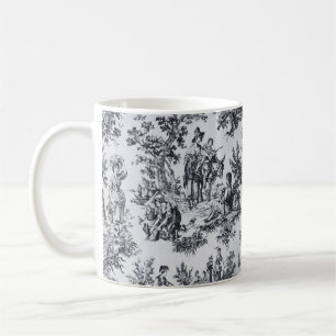 Mug Française toile de jouy noir et blanc élégant