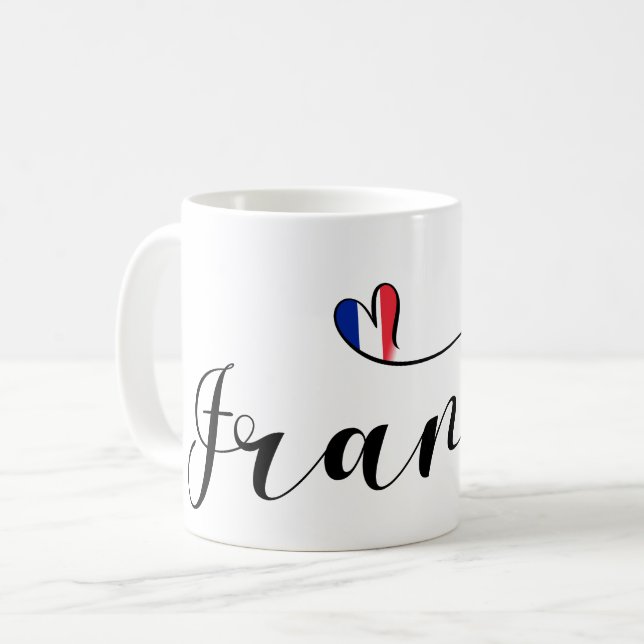 Mug France, Drapeau Français Dans Un Coeur (Devant gauche)