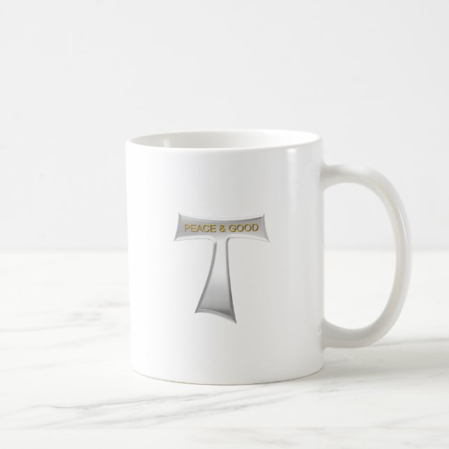 Mug Franciscan Tau Cross Paix et bon argent et or (Droite)