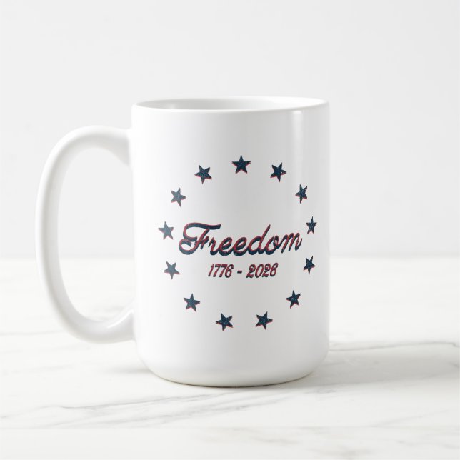 Mug Freedom 1776–2026 America 250 Patriotic Design (Gauche)