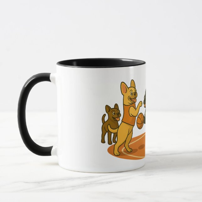 Mug French Bull Dogs playing basketball. (Gauche)