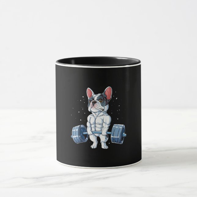 Mug French Bulldog Poids Funny Deadlift Gym (Centre)