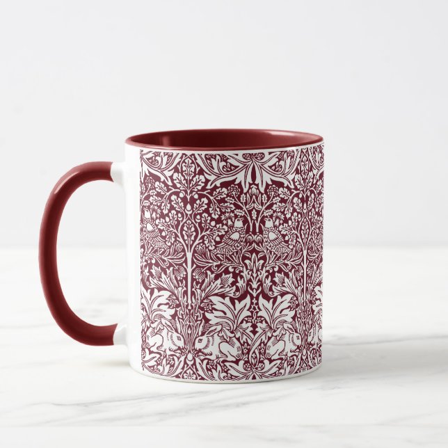 Mug Frère Rabbit Maroon Motif William Morris (Gauche)