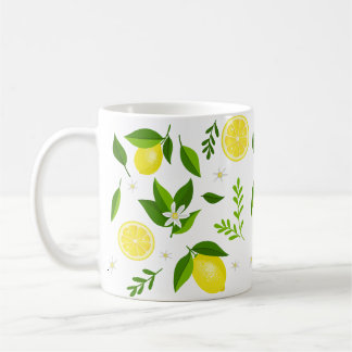 Mug Fresh lemons with flowers and leaves