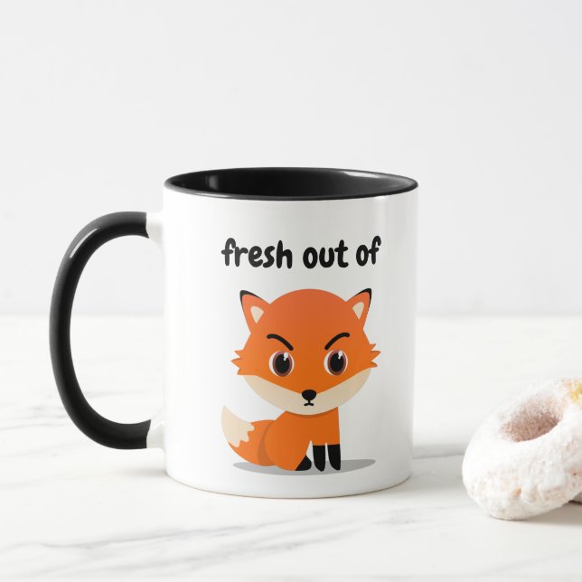 Mug Fresh Out Of Fox - mignon renard rouge sarcastique (Avec donut)