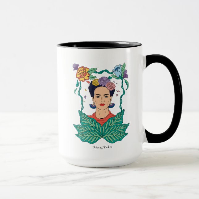 Mug Frida Kahlo Graphisme du cadre floral (Droite)