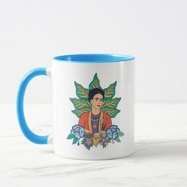 Mug Frida Kahlo Graphisme floral coloré (Gauche)