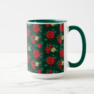 Mug Frida Kahlo   motif rouge et de rose d'or