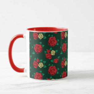 Mug Frida Kahlo   motif rouge et de rose d'or