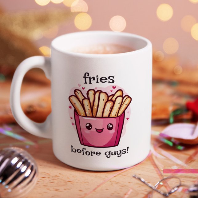 Mug Fries avant les garçons Galentines (This adorable, customizable mug is the perfect reminder that besties and fries, always comes first.)