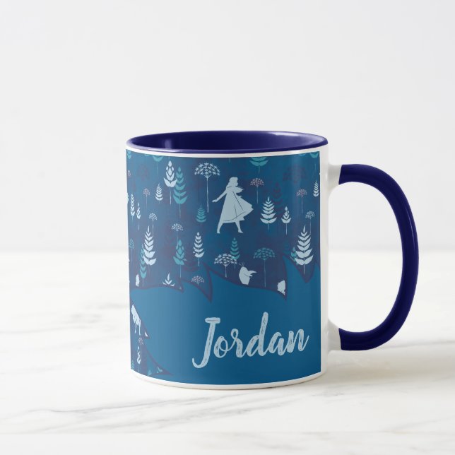 Mug Froid 2 : Anna, Elsa, & Olaf Blue Foliage Motif (Droite)