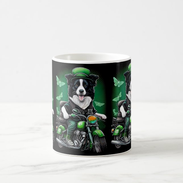 Mug Frontière Collie Chien Conduite Vélo St. Patrick's (Centre)