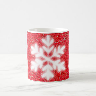 Mug Frosty red North Pole snowflakes   sparklinw