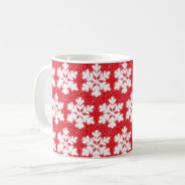 Mug Frosty red North Pole snowflakes | sparklinw (Devant gauche)