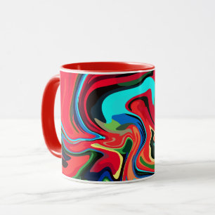 Mug Frottes Abstraites vibrantes avec rouge, vert et b
