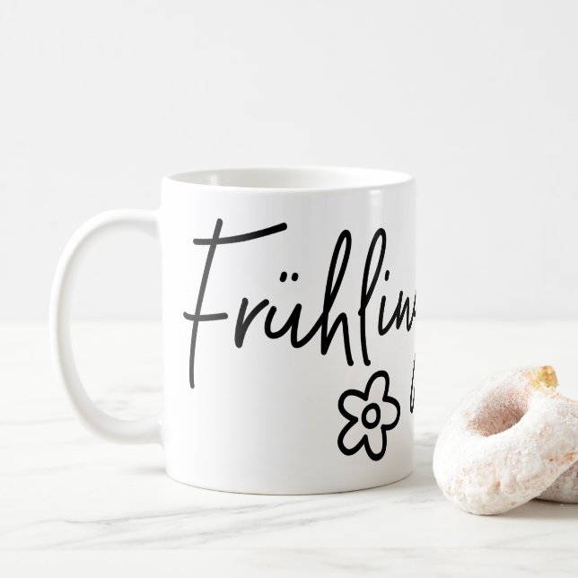 Mug Frühlingsgefühle, Mot allemand, Fièvre du printemp (Avec donut)
