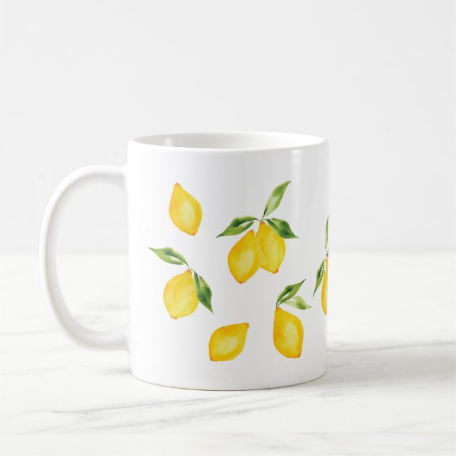 Mug Fruit d'aquarelle au citron jaune mou (Gauche)