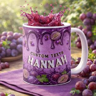 Mug Fruit Favor Raisin Violet Personnalisé Ajouter Nom