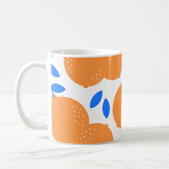 Mug Fruit orange : Motif exquis bleu-bracelet. (Gauche)
