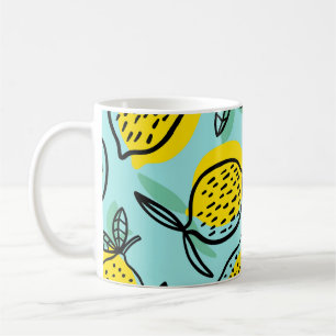Mug Fruits de citron : motif vintage été.