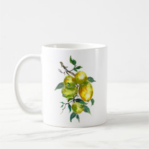 Mug Fruits de citron sur l'aquarelle de la branche d'a