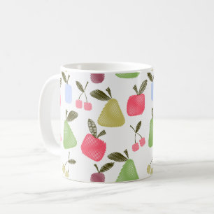 Mug Fruits de dessin animé rayés seamless pommes poire