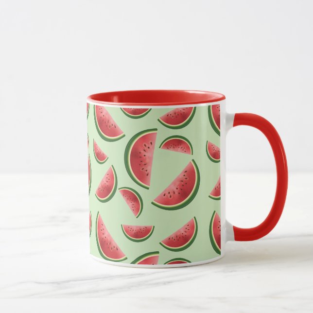 Mug Fruits de pastèque Motif sur vert (Droite)