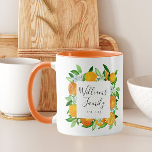Mug Fruits et fleurs orange Floral botanique d'été