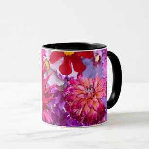 Mug Fuchsia Abstrait Floral Dahlia Café