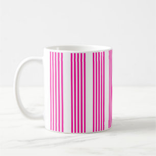 Mug Fuchsia et blanc cinq bandes motif