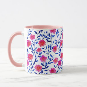 Mug Fuchsia Fleurs de Printemps Aquarelle Botanique